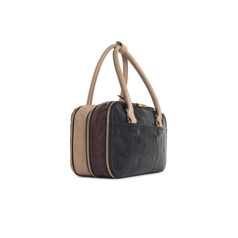 Marni Small 'Boxyne' Bag In Black Brown And Taupe Leather Women - Picture 2 of 3
